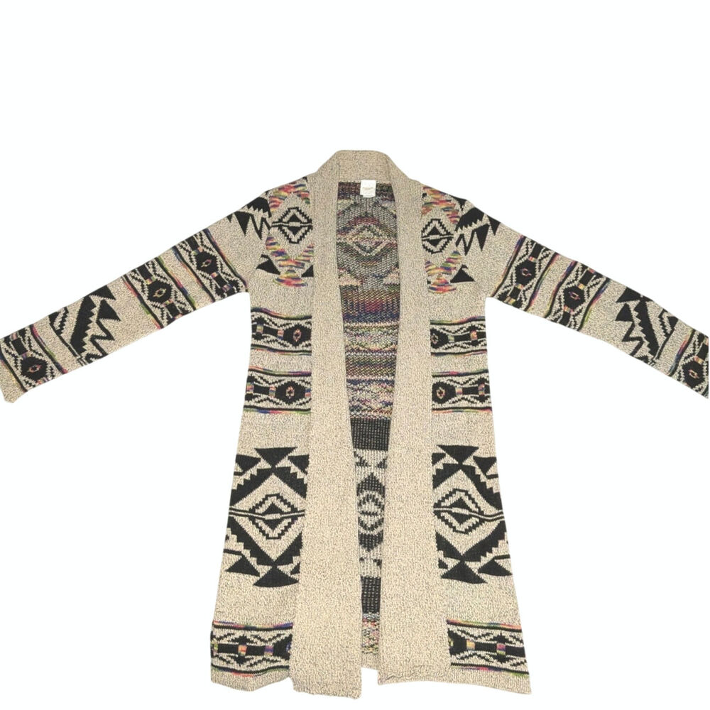 Northern Angel Aztec Southwestern Long Cardigan Sweater Boho Women's Size Large - Picture 4 of 16